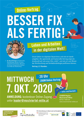 Foto für ONLINE-Vortrag BESSER FIX ALS FERTIG mit Dr. Bernd Hufnagl